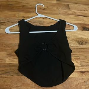 Black crop tank top with metal ring